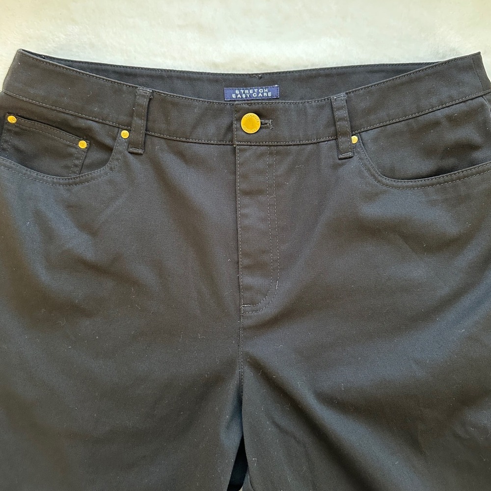 Jones New York Stretch Career Pants 12 Black Straight Leg Office Work Trousers - Picture 4 of 7